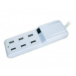 HUB 6 ports USB 2.0 - 2.5 A blanc