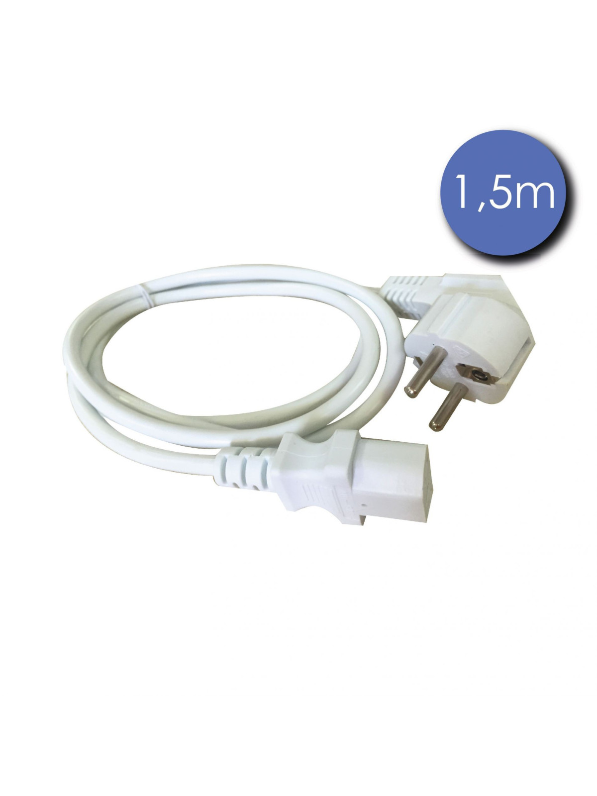 Câble Alim Mâle/IEC F 1.5m blanc