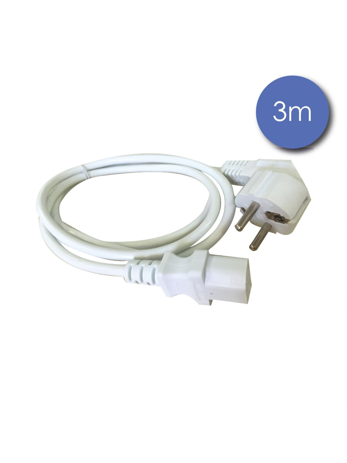Câble Alim Mâle/IEC F 3m blanc