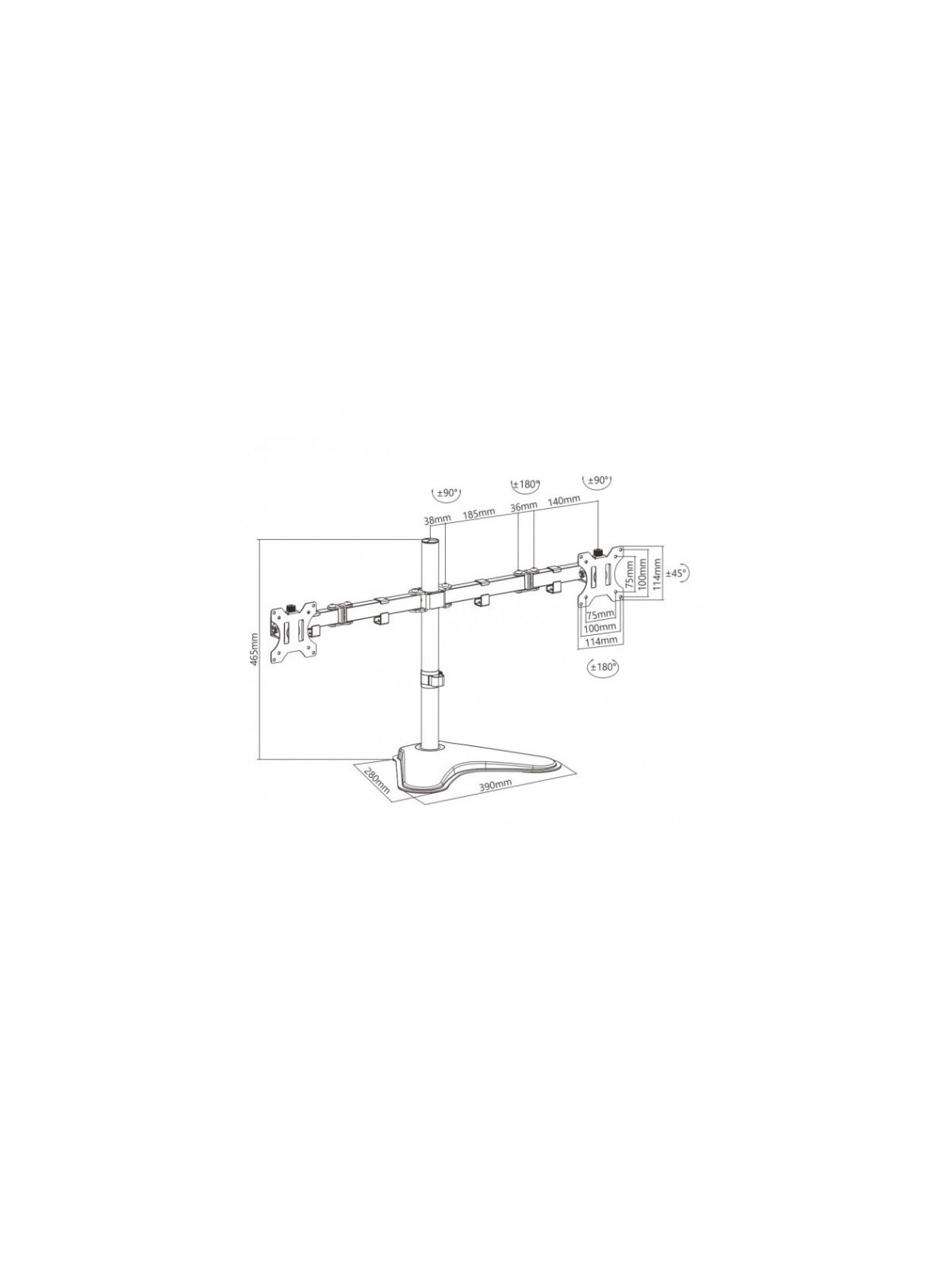 Support double écrans vesa 100x100 