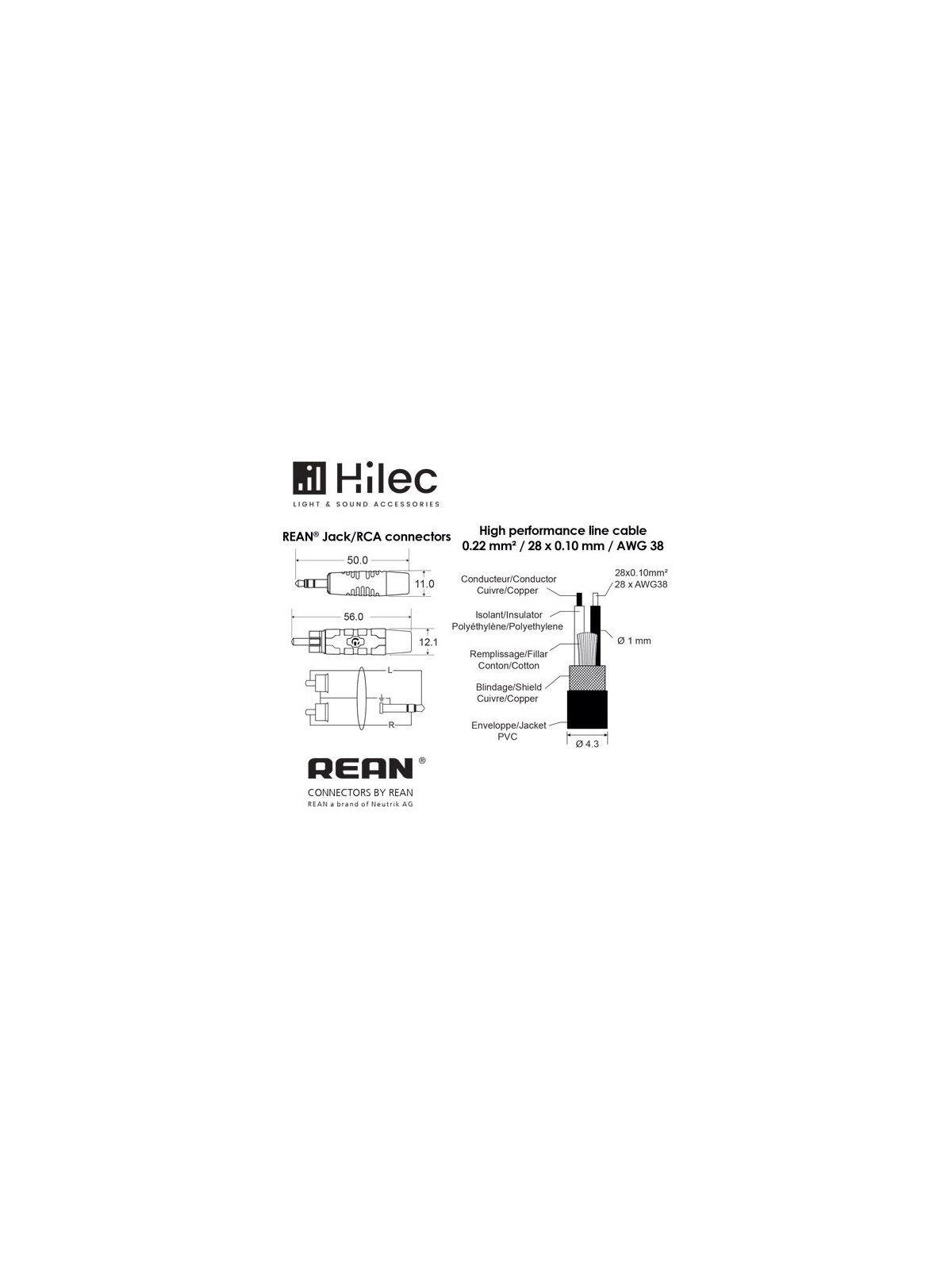 Hilec MINI JACK RCA 1.5m Premium