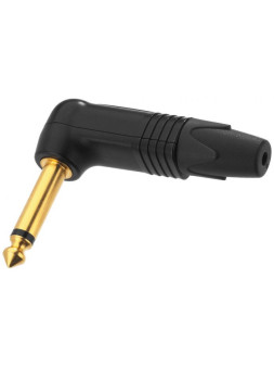 Fiche Neutrik jack coudé 6.35 2 pôles Noire
contact or