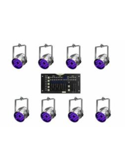 Location Pack 8 PAR64 RGB (18x12w) + Commande dmx