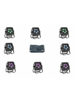 PACK RGB 2 :
- 8 PAR RGB+W (5x5w) Slim CONTEST