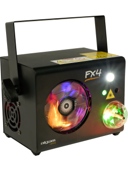 Jeux de Lumière Algam Lighting - FX-4
Projecteur 4-en-1 roue de gobos LED, Magic Ball, strob, laser RG