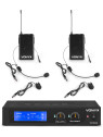 Vonyx WM522B Système sans fil VHF
2 canaux avec 2 x émetteur poche serre-tête et affichage