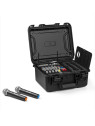 Ensemble mobile table de mixage 6 canaux amplifiée 2 x 600W, 2 x micro main UHF, flight case ABS - VMA106