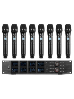 Micro sans fil UHF, 8 canaux, 8 micros main, 500-530 MHz - PD528