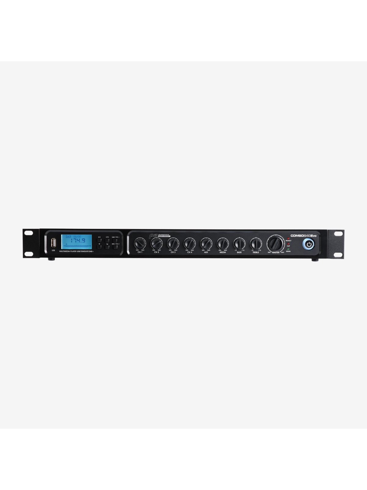 Audiophony COMBO240Evo

Amplificateur-mixeur 100 V de 240 W avec lecteur multimédia intégré : USB, tuner FM, Bluetooth et DAB+
