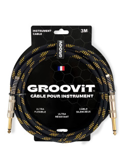 GROOVIT® Câble Tressé Noir/Or Blindé D/D 3m