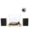 Platine Vinyle Hifi à Courroie USB/Récepteur Bluetooth + Enceintes Passives en Finition Hêtre