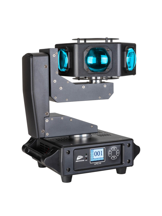 Jb Systems UFO X1

Effet lumineux type soucoupe volante avec 6 LEDs RGBW de 40 W à rotation continue et multiples modes DMX