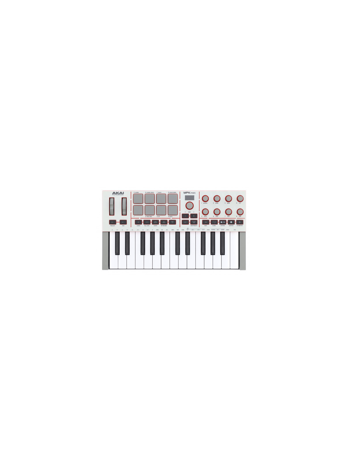 Clavier maitre Akai Pro - MPKMINI4-W blanc
Mini touches - 25 touches, 8 pads, 8 encodeurs