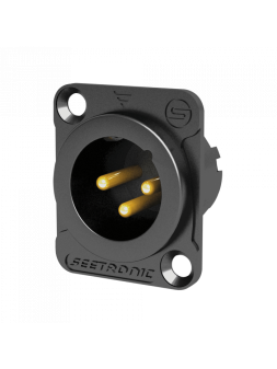 Châssis XLR 3P, mâle Série D Contact or