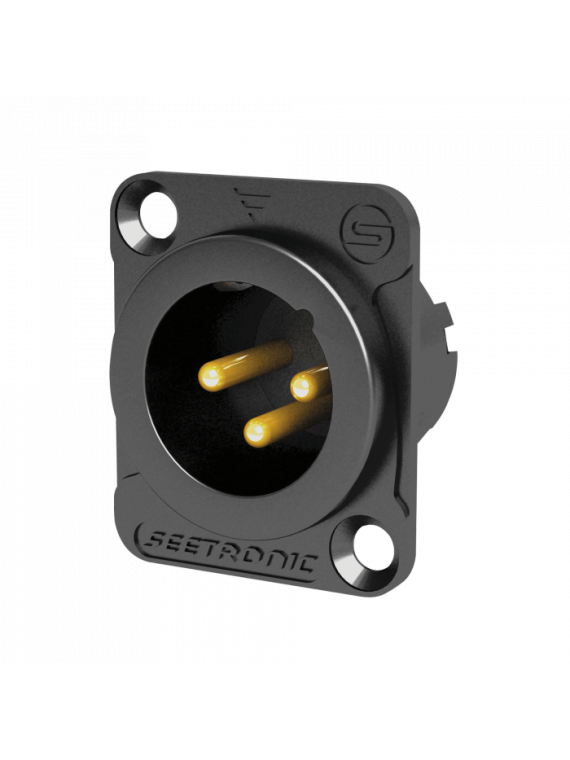 Châssis XLR 3P, mâle Série D Contact or