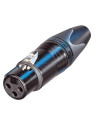 Fiche XLR 3 points femelle droite noire contacts or NEUTRIK série XX